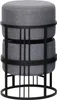 A gray upholstered stool with a black metal frame, shown against a white background. Anteprima dell’immagine prodotto