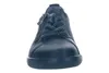 A front view of a black sneaker with silver accents and laces. Produktbild-Vorschau