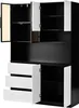 A black and white cabinet with multiple doors and drawers, shown open. Podgląd zdjęcia produktu