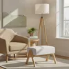 Relaxdays Fußhocker, gepolsterte Fußablage, Bambusbeine, Produktbild-Vorschau 2
