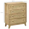 HOMCOM Commode 4 tiroirs meuble de rangement cannage en Voir les images du produit 5