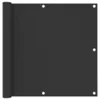 A rolled-up black balcony privacy screen with grommets. Voir les images du produit