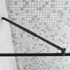 A close-up view of a black shower support bar against a tiled wall. Produktbild-Vorschau
