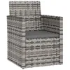 4-tlg. Garten-Lounge-Set mit Kissen Poly Rattan Grau Produktbild-Vorschau 3