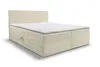 A beige corduroy boxspring bed with a headboard and mattress is shown against a white background. Voir les images du produit