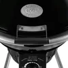 Close-up of the top part of a black charcoal grill, focusing on the handle and air control system. Produktbild-Vorschau