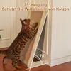 A Bengal cat is scratching on a tilted sisal scratching post placed next to a white cabinet. Produktbild-Vorschau