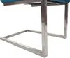 A close-up view of the metal frame and turquoise-blue upholstered seat of a chair. Anteprima dell’immagine prodotto