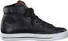 A studio shot of a black high-top sneaker. Voir les images du produit