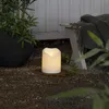 LED Stumpenkerze Flamme - Kunststoff - warmweiße 3D Flamme - H: 20cm - Timer - für Außen - weiß Produktbild-Vorschau