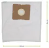 A white vacuum cleaner bag with a brown cardboard attachment. Produktbild-Vorschau