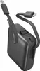 A dark gray power bank with integrated charging cables is shown against a white background. Produktbild-Vorschau