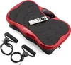 A red and black vibration plate with a remote control and resistance bands on a white background. Náhled obrázku produktu