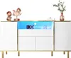 Buffet à 4 portes avec éclairage LED, 1 tiroir, blanc Voir les images du produit 7