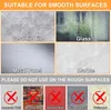 A collage of images showing surfaces suitable and unsuitable for product adhesion, with text labels. Produktbild-Vorschau