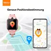 A pink smartwatch and a smartphone displaying a map with a child's location, set against a map background. Náhled obrázku produktu
