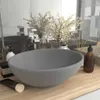vidaXL oválné umyvadlo matné světle šedé 40x33 cm keramické Náhled obrázku produktu 2