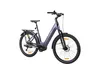 A studio shot of a purple electric bicycle against a white background. Produktbild-Vorschau