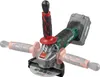 A cordless angle grinder with its battery pack and accessories. Produktbild-Vorschau