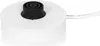A close-up studio shot of a white milk frother base with a black frothing attachment and a white power cord extending to the right. Produktbild-Vorschau