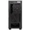 The back view of a black computer tower case. Produktbild-Vorschau