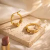 Creolen Ohrringe Damen Gold Edelstahl Hoop Ohrringe Kugel Produktbild-Vorschau 5