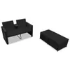 3-tlg. Garten-Lounge-Set mit Auflagen Poly Rattan Schwarz Produktbild-Vorschau 3