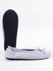 Weiche Damen Ballerina Hausschuhe mit Schleife grau 40-41 Produktbild-Vorschau 3