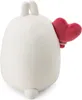 A white plush toy with two small ears and a small tail, holding a red heart-shaped balloon. Produktbild-Vorschau