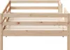 A wooden bed frame without a mattress, shown from the side. Voir les images du produit