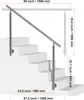 A diagram showing a metal handrail installed on outdoor stairs, with dimensions indicated. Podgląd zdjęcia produktu