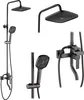 A collage of different views of a black shower set. Produktbild-Vorschau