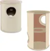 Two views of a cat scratching tower, one is a realistic product shot and the other is a diagram. Produktbild-Vorschau
