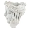 Clayre & Eef Pot de fleurs tête Ø 15x25 cm Gris pierre Voir les images du produit 2