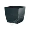 A dark gray square planter with a matching saucer, isolated on a white background. Produktbild-Vorschau