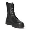 A black leather lace-up boot on a white background. Produktbild-Vorschau
