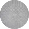 Teppich Kurzflor Wohnzimmer - Grau - 200 cm Rund - Produktbild-Vorschau 2