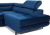 A close-up view of a blue sectional sofa. Náhled obrázku produktu