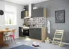 A modern kitchen setup with cabinets, appliances, and a dining area. Produktbild-Vorschau