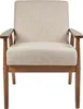 BELIANI Sessel Beige u. Dunkelbraun aus Stoff mit Holz Produktbild-Vorschau 4