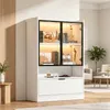 Vysoká vitrína Merax s 16barevným LED osvětlením, moderní Náhled obrázku produktu 6