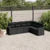 vidaXL 6-tlg. Garten-Sofagarnitur mit Kissen Schwarz Poly Produktbild-Vorschau 2