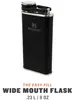 A black Stanley flask with a silver cap and a logo on a white background. Podgląd zdjęcia produktu