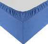 A close-up view of a blue fitted sheet corner. Produktbild-Vorschau