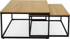 A set of two nesting coffee tables with wooden tops and black metal frames, presented against a white background. Voir les images du produit