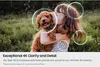 A child holding a dog, with circles highlighting details. Produktbild-Vorschau