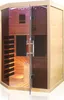 An infrared sauna cabin with glass doors and wooden interior. Produktbild-Vorschau