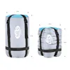 Two sleeping bags are shown, one compressed and one uncompressed, with dimensions indicated. Náhľad obrázku produktu