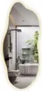 A modern bathroom with a bathtub, shower, and toilet, reflected in an LED mirror. Produktbild-Vorschau