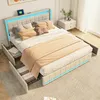 CDGlobal Lit rembourré 140x200cm avec USB et Type-C, Lit Voir les images du produit 12